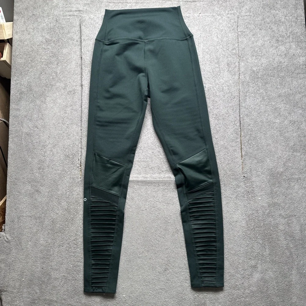 Alo Moto Green High Rise Leggings Women's Small Sculpt‎ Fit Yoga Activewear